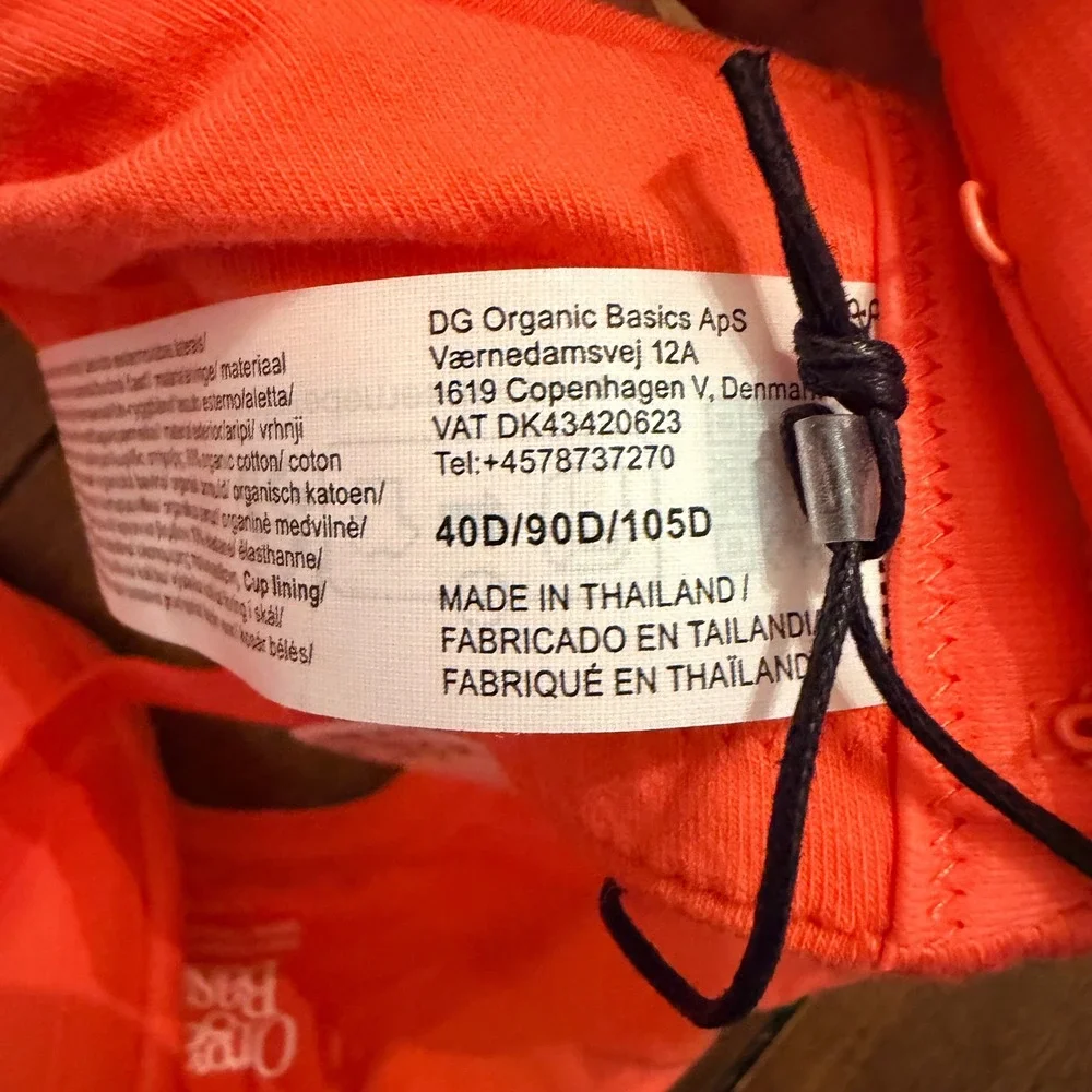Organic Cotton Basics Coral Orange T-Shirt Bra 40D Organic Wired Lightly Padded